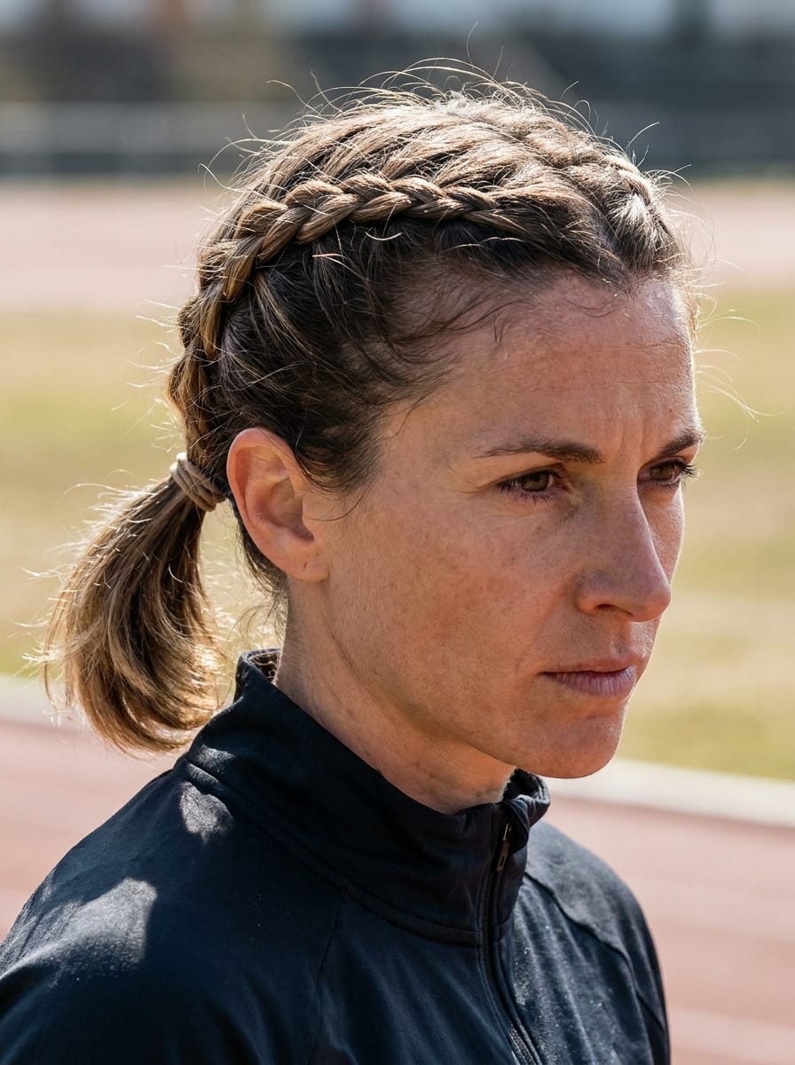 Crown Braids mit tiefem Zopf - Flechtfrisur für Sport